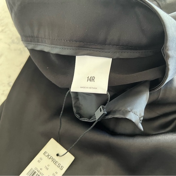 NWT! Express Dressy High Waisted Satin Straight Pants with Slit at the Ankle - Picture 8 of 10